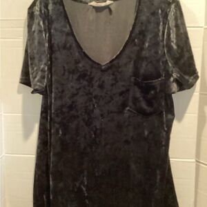 Ladies Black Velvet Legging Tee Blouse size XX Large